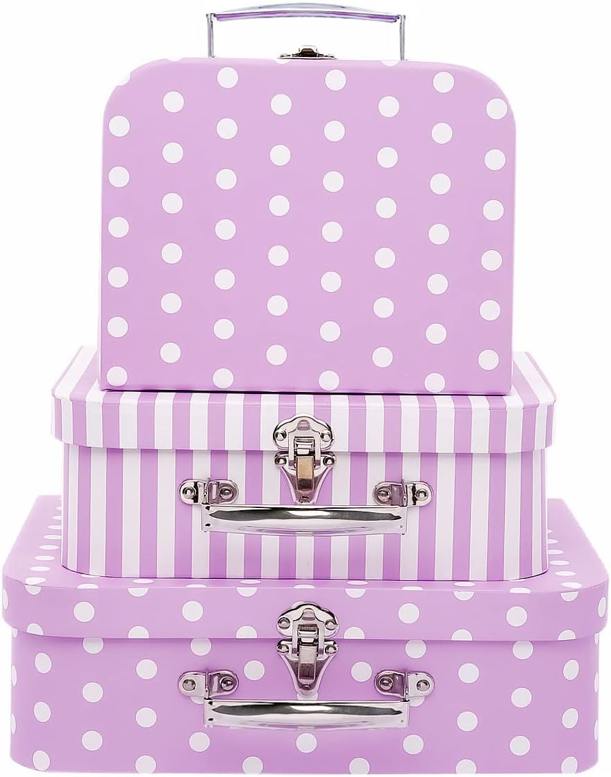 Vintage Black Storage Basket — Purple Dots and Strips