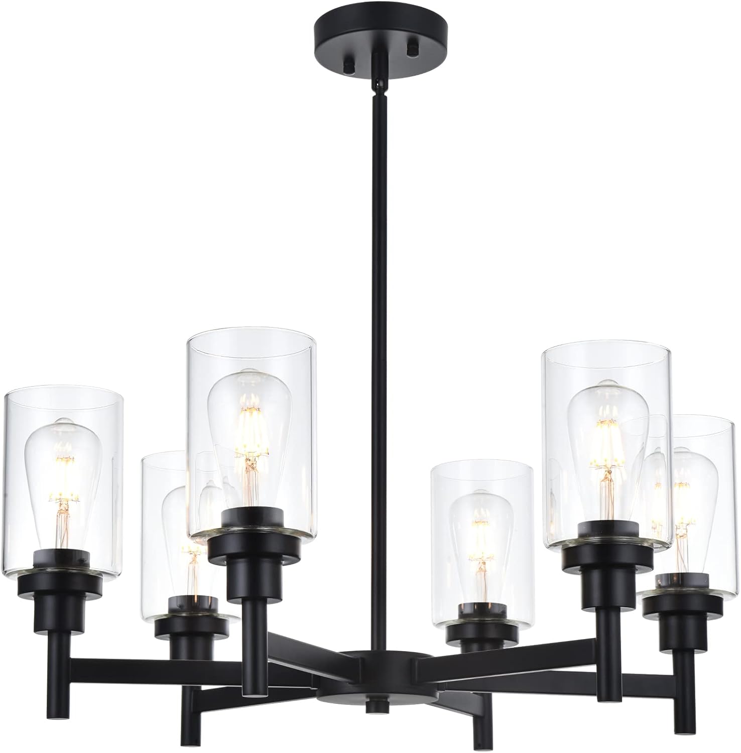 Modern Black Chandelier — 4-Light — Black