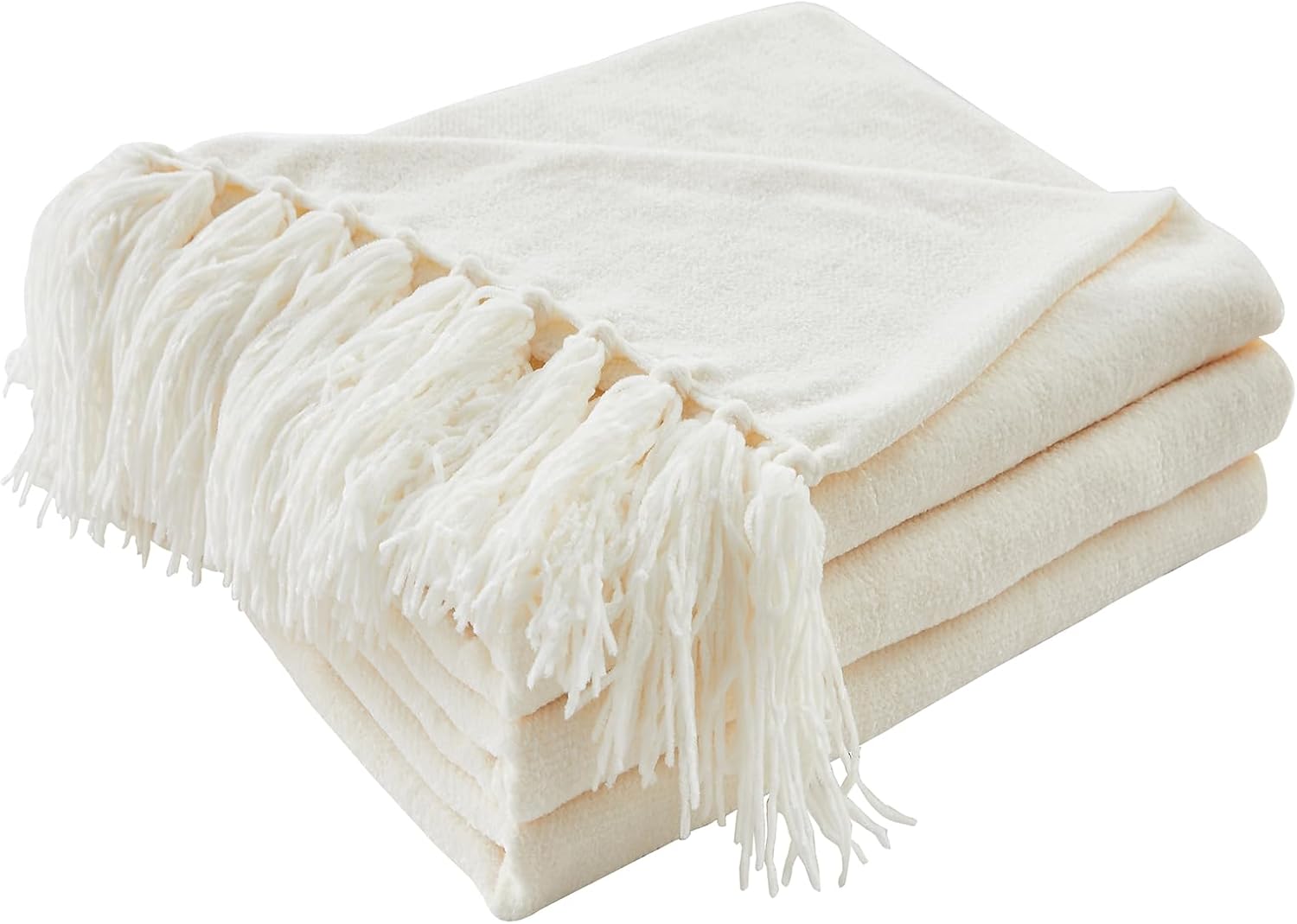 Chenille Boho Beige Throw Pillow — 50" — 60"X80"