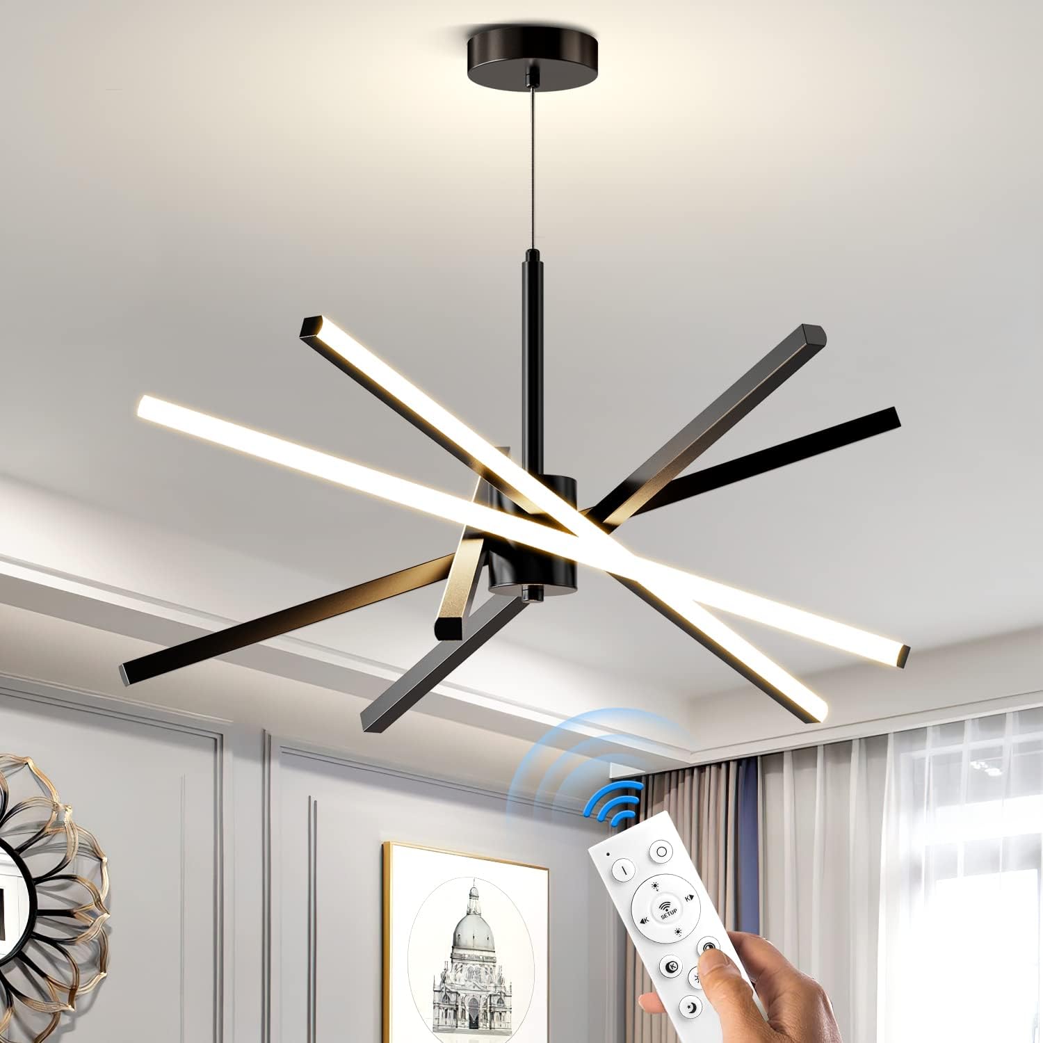 Dimmable Luxe Black Chandelier — 5" — 5-Lights Black