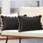Embroidered Black Pillow Cover — 20" - View 7