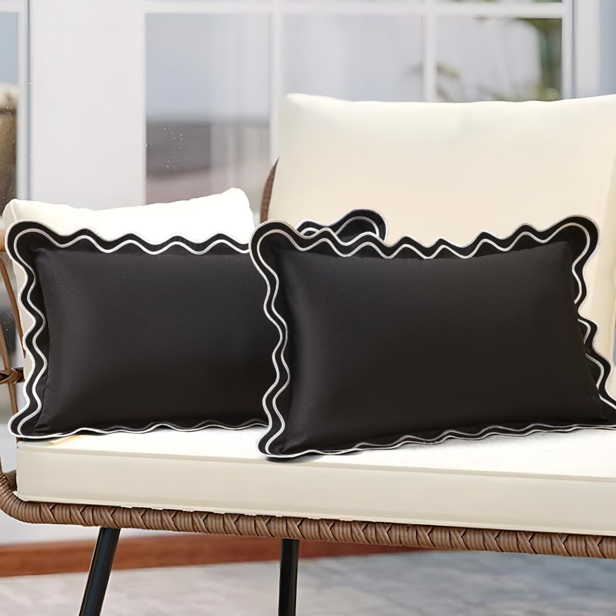Embroidered Black Pillow Cover — 20" - View 7