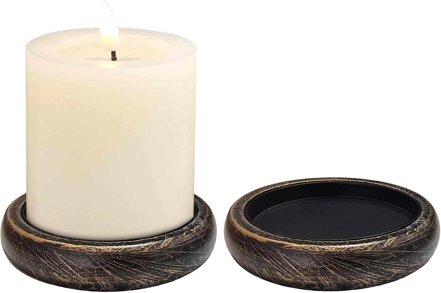Farmhouse Black Pillar Candle — Set of 4 — Black Gold