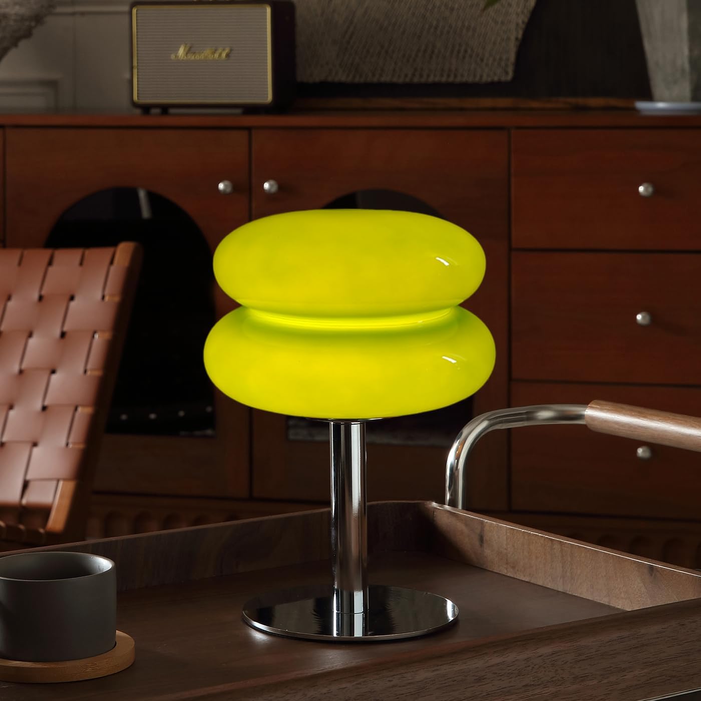 Dimmable Mid-Century Beige Desk Lamp — Green