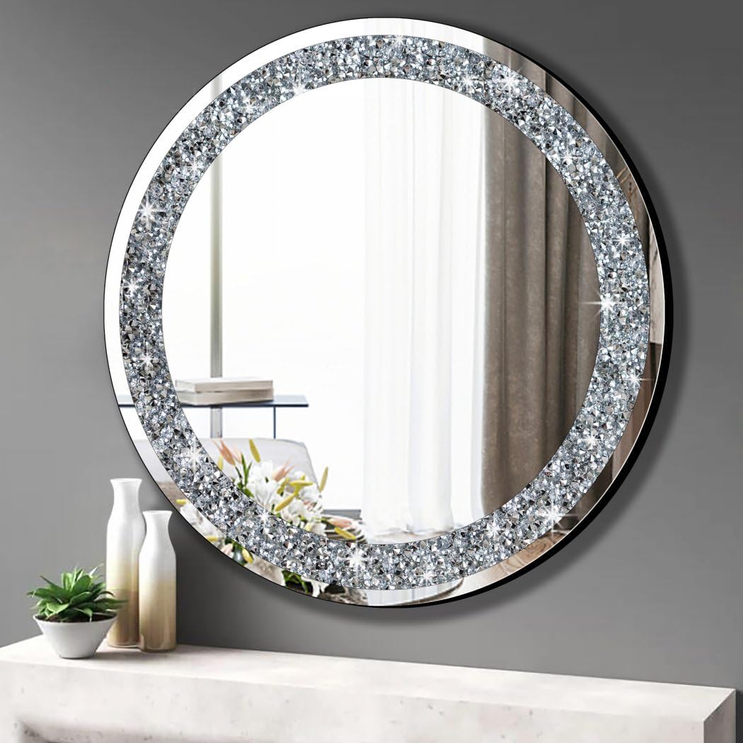 Round Luxe Glass Mirror — 20" — 28"L x 28"W