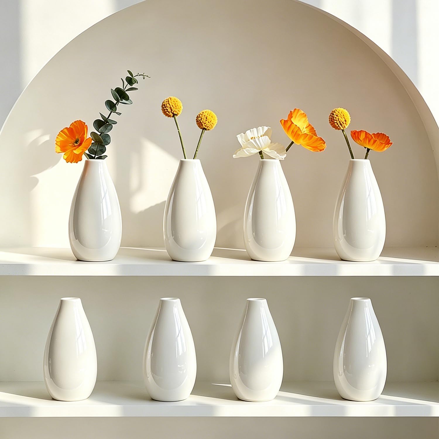 Modern Black Artificial Plant — 7.08" — 8 Pack White - Style 11