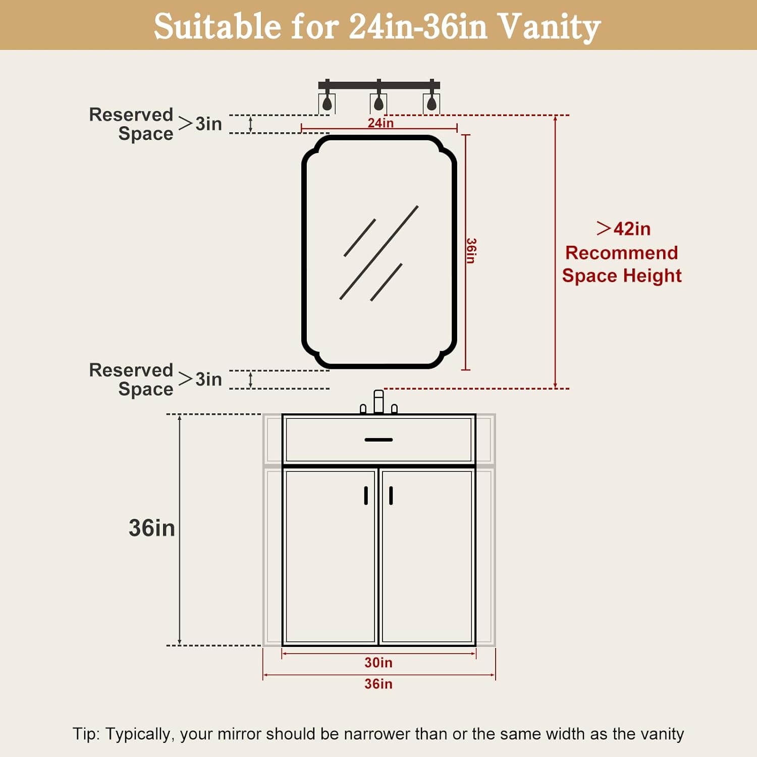 Beige Wall Mirror — 24" - View 5