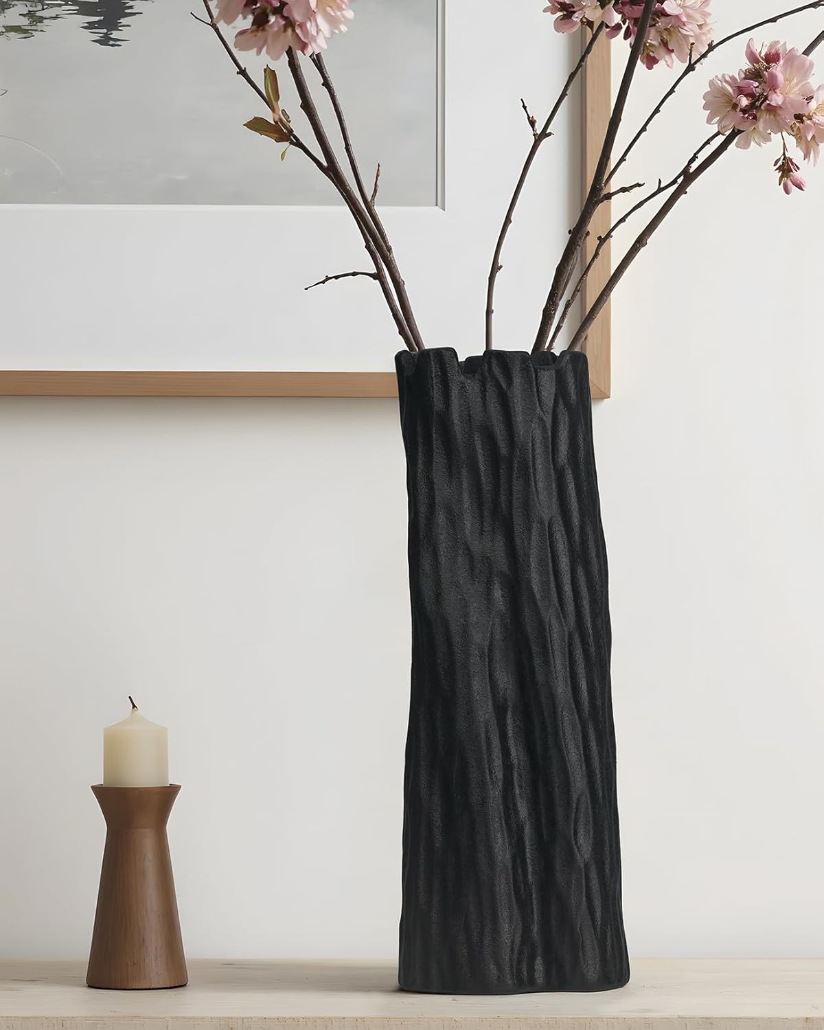 Boho Black Flower Vase — 7" — Black