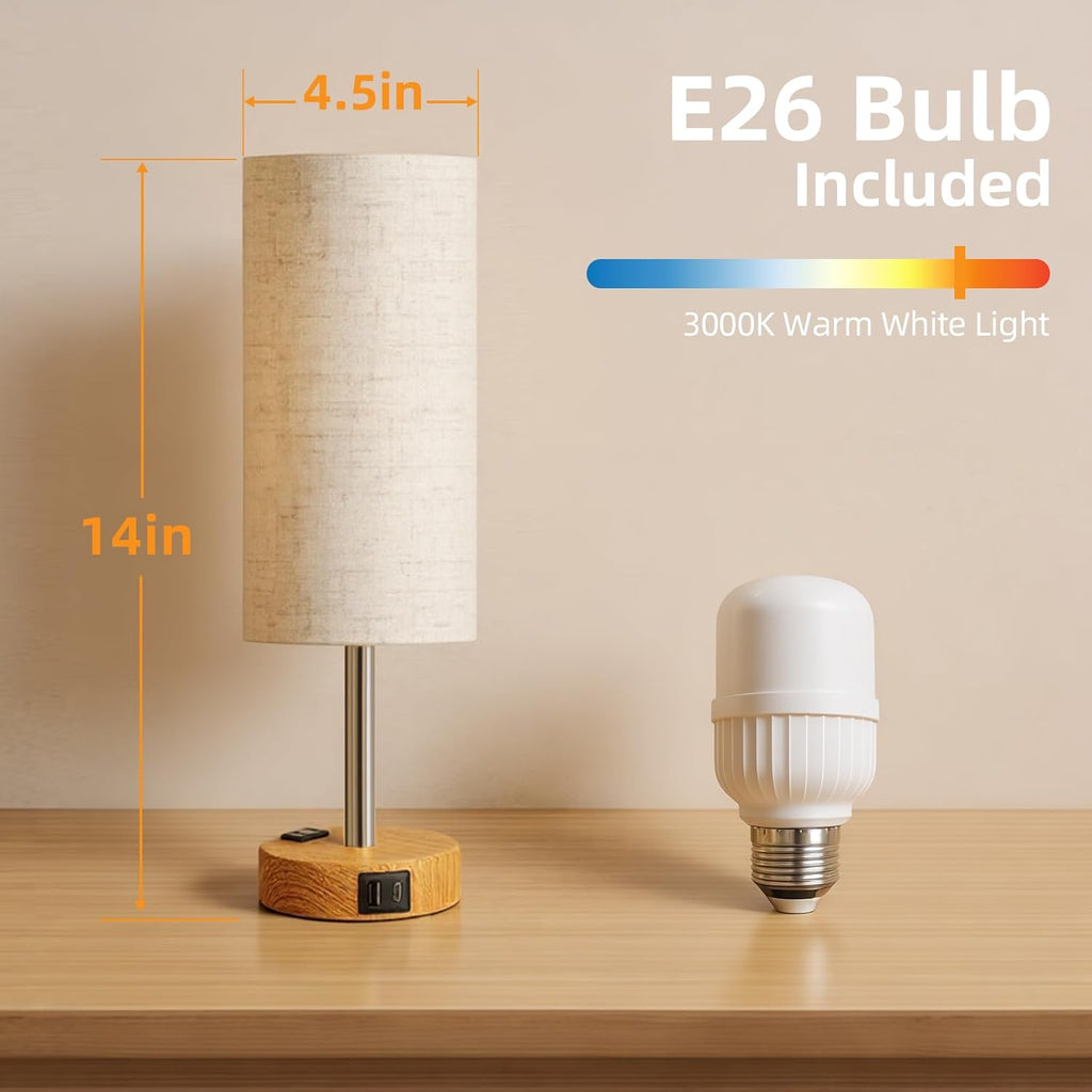 Dimmable Beige Bedside Lamp - View 6