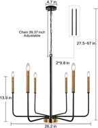 Farmhouse Black Chandelier — 6-Light - View 5
