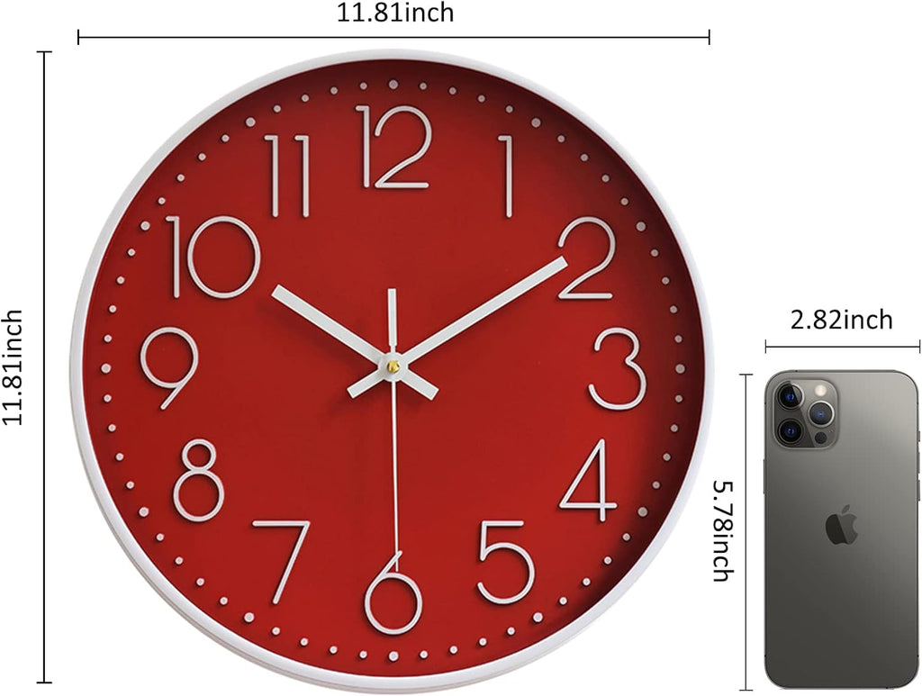 Battery Operated Black Wall Clock — 12" - View 2
