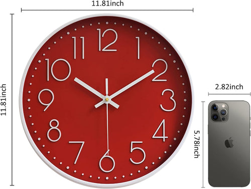 Battery Operated Black Wall Clock — 12" - View 2