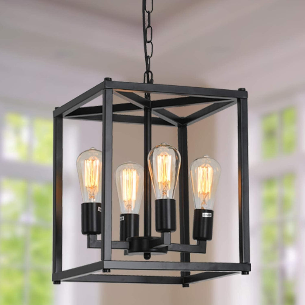 Farmhouse Black Chandelier — 4-Light — Black