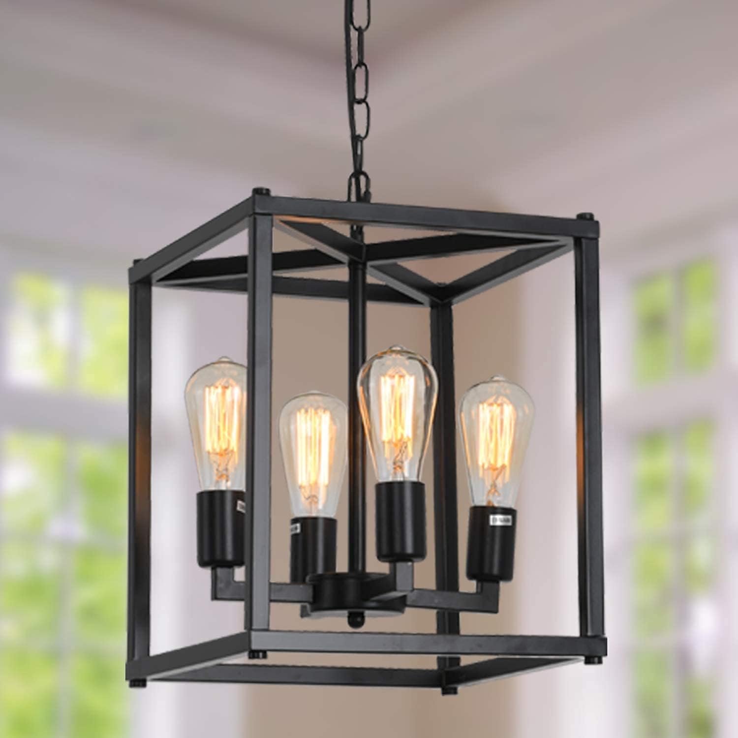 Farmhouse Black Chandelier — 4-Light — Black