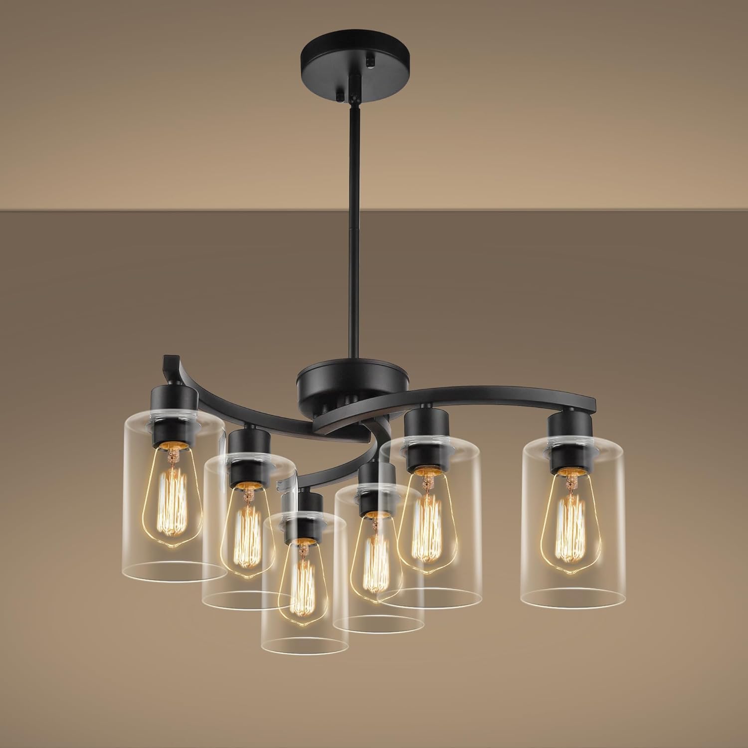 Farmhouse Black Chandelier — 9-Light — 21.7in/6-Light