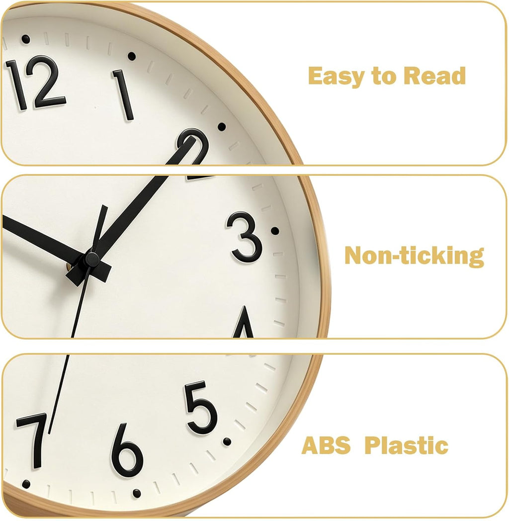 Battery Operated Modern Beige Wall Clock — 8" - View 4