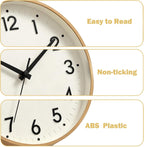 Battery Operated Modern Beige Wall Clock — 8" - View 4