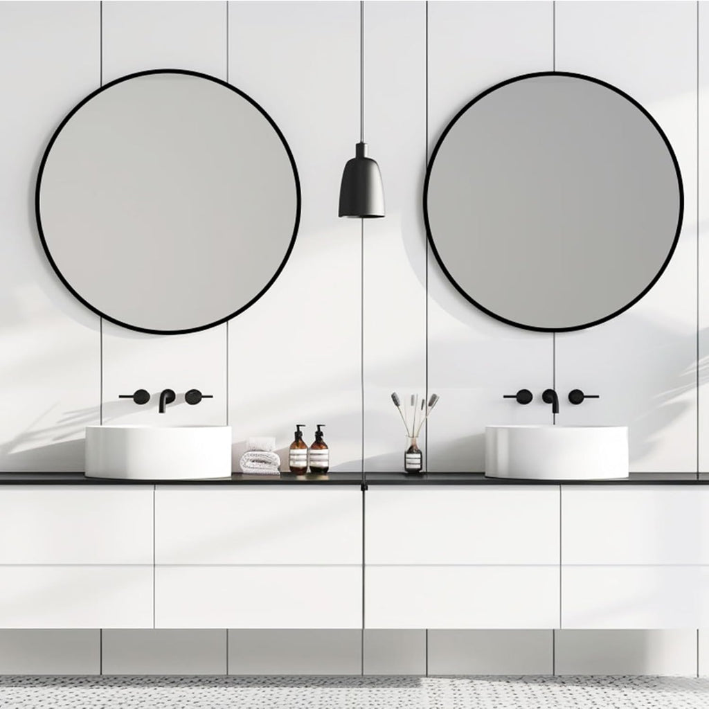 Round Black Wall Mirror — 30" - View 3