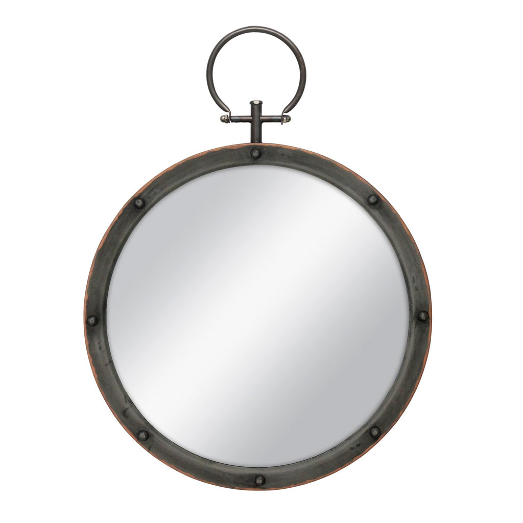 Round Farmhouse Metal Mirror — 21.1"