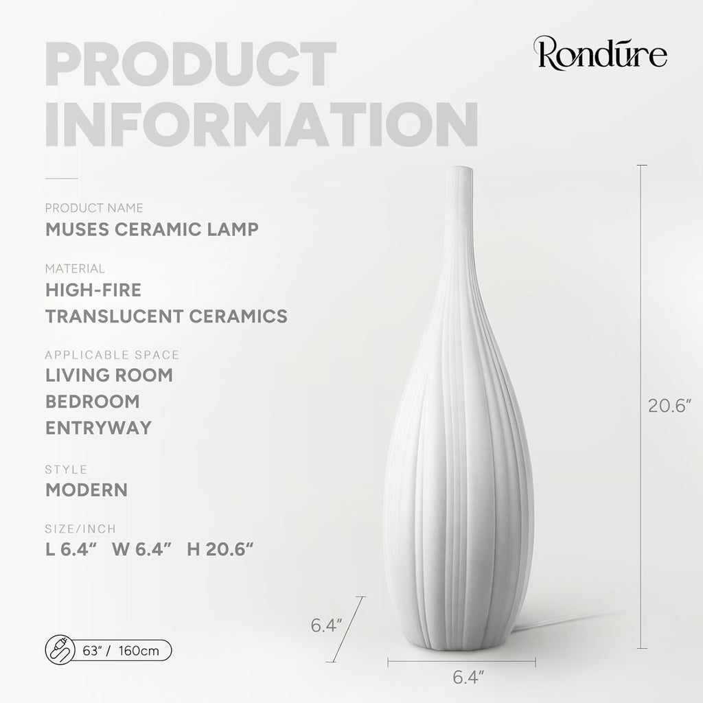 Dimmable Modern Ceramic Bedside Lamp — 20.6" - View 3