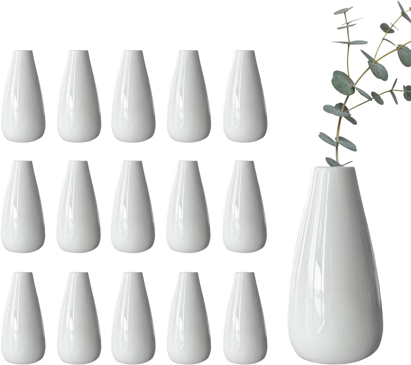 Modern Black Artificial Plant — 7.08" — 16 Pack White - Style 2 Large