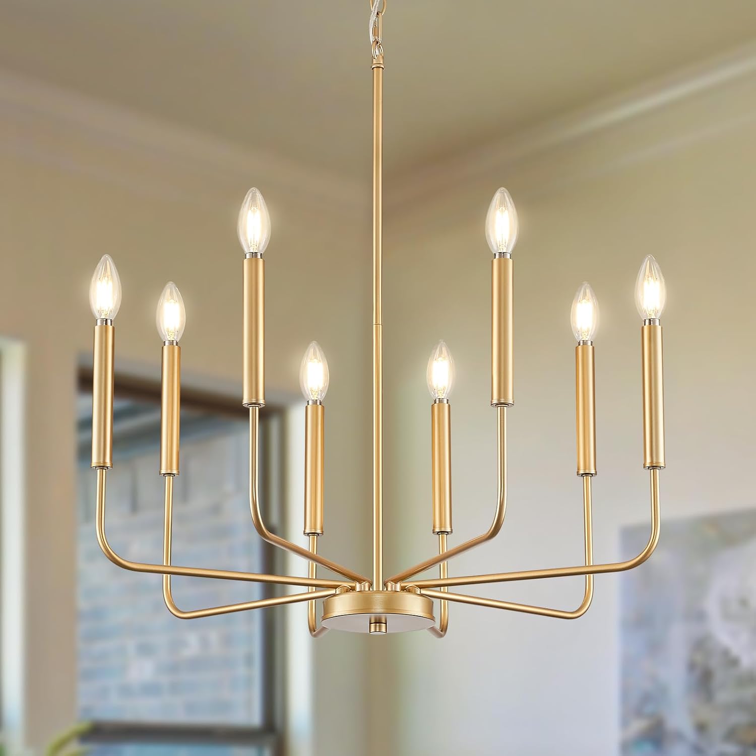 Farmhouse Black Chandelier — 6-Light — Gold