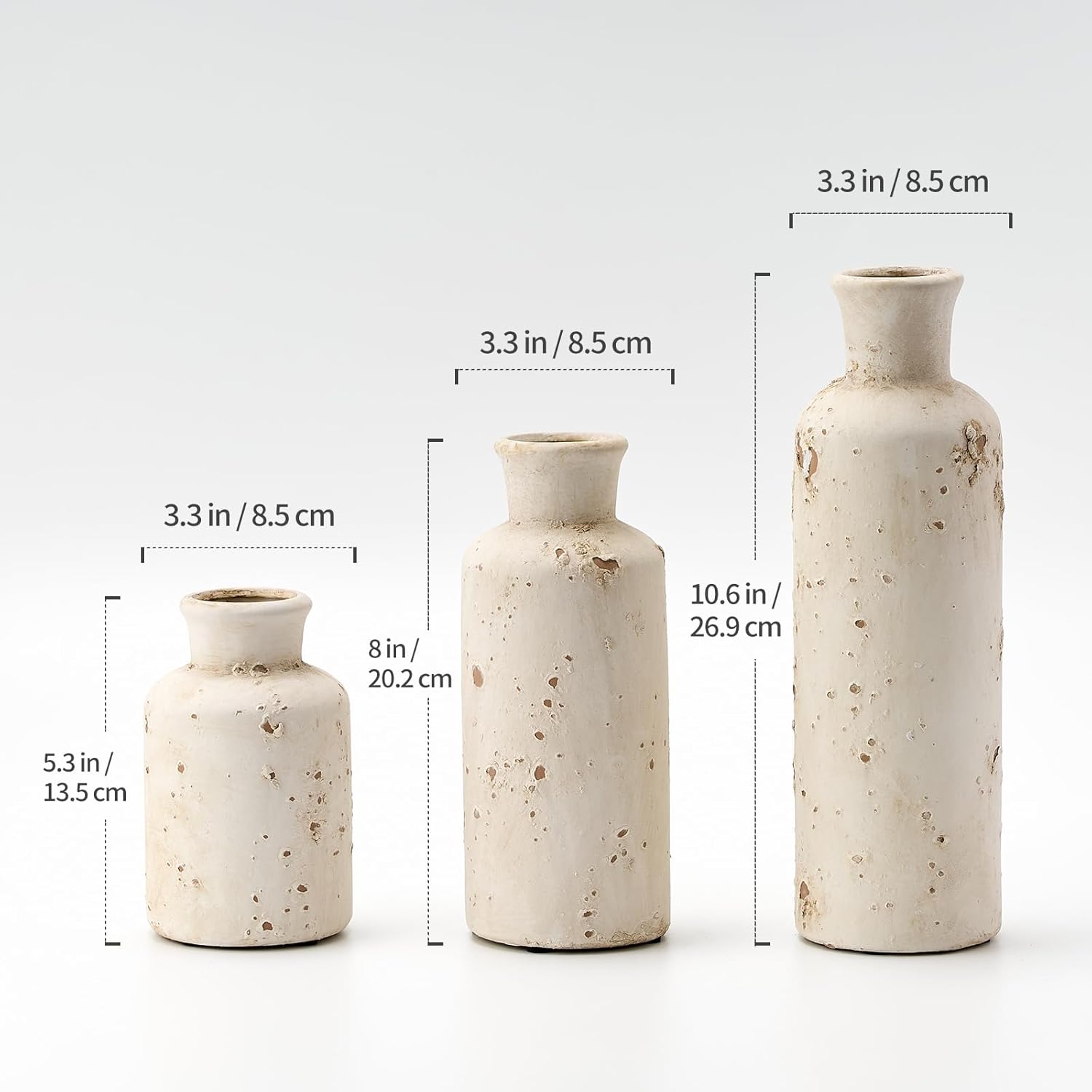 Farmhouse Brown Decorative Vase — Set of 3 - View 2