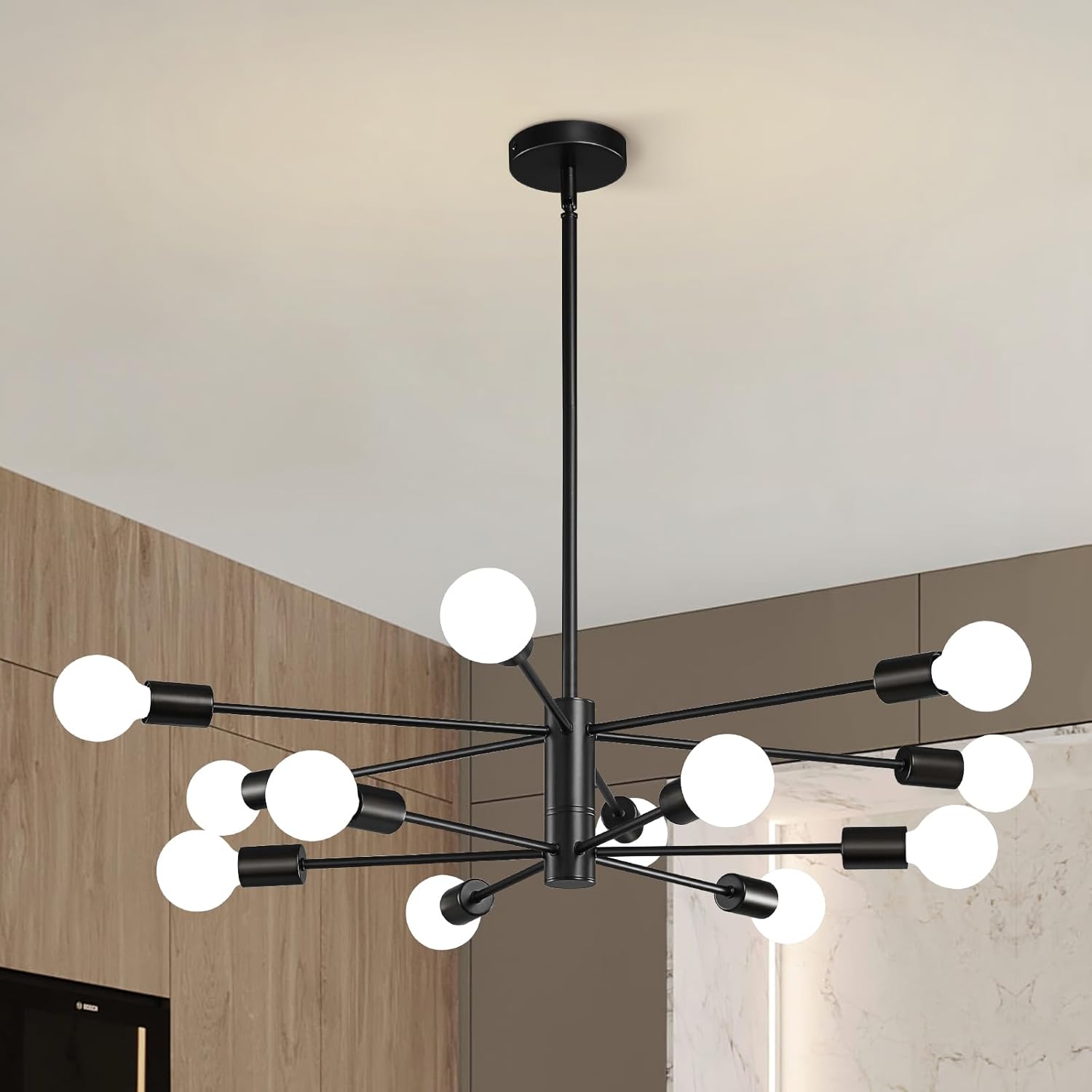 Adjustable Luxe Black Chandelier — 6-Light — Black