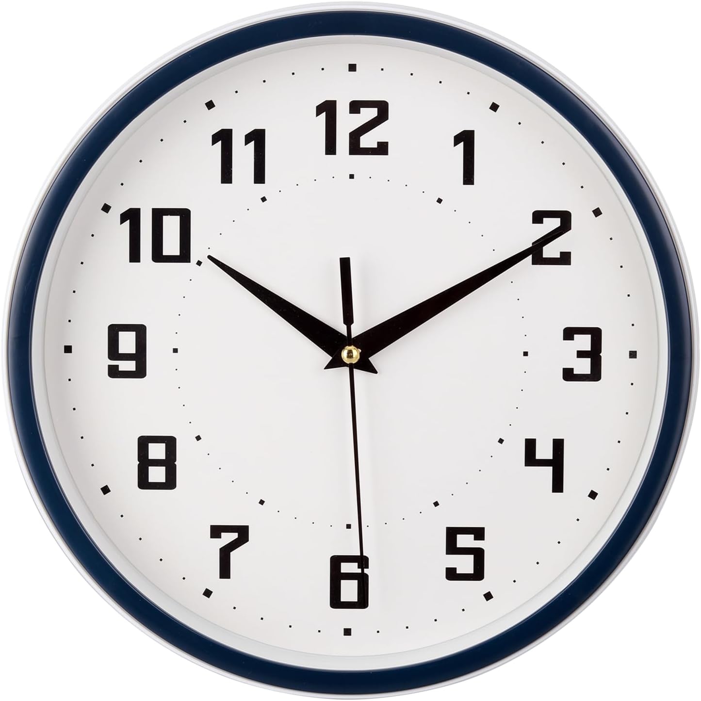 Round Modern Blue Wall Clock — 9" — Blue