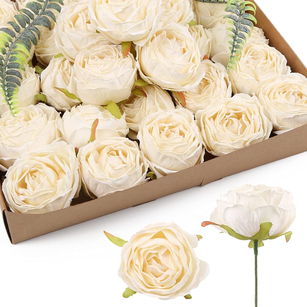 Vintage Brown Artificial Flowers — Off White