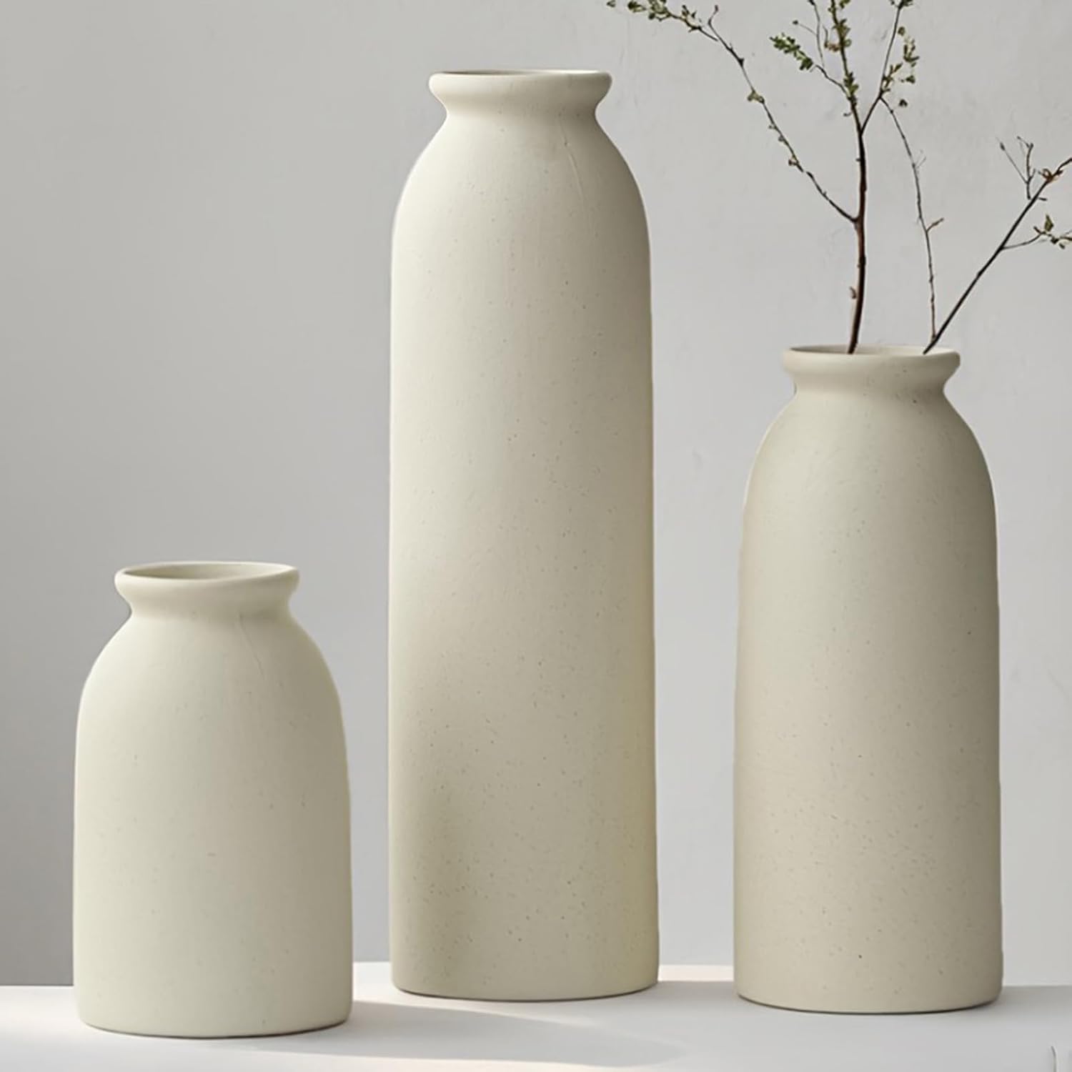 Boho Beige Vase Set — 4" — Standard Beige