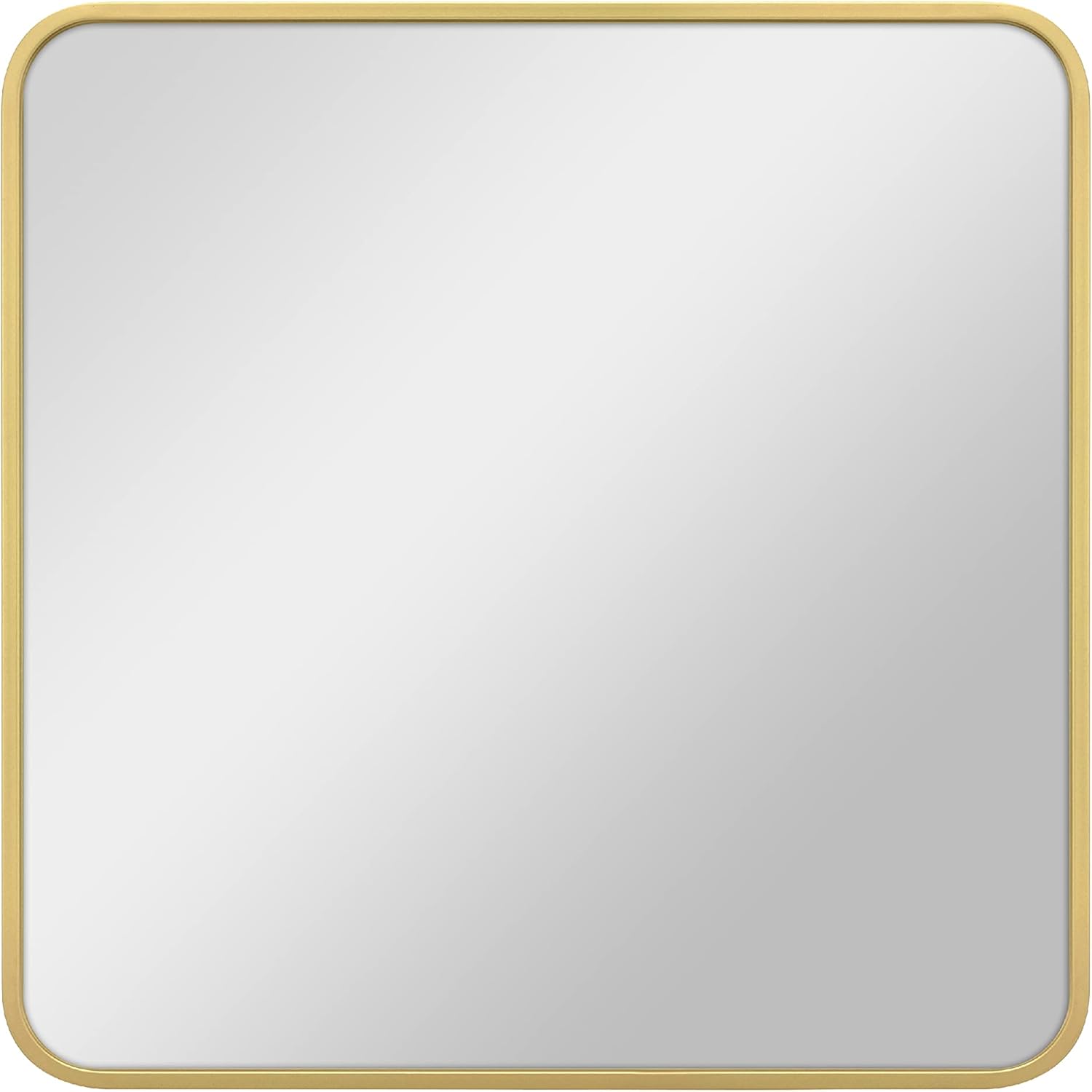 Round Modern Black Mirror — 26" — Brass