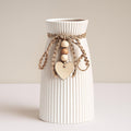 Farmhouse Black Flower Vase — 6.3" — White
