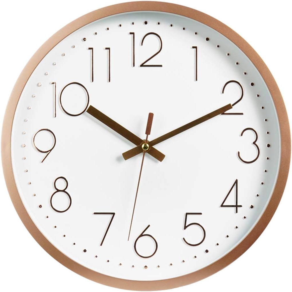 Round Modern Gold Wall Clock — 12" — Rose Gold