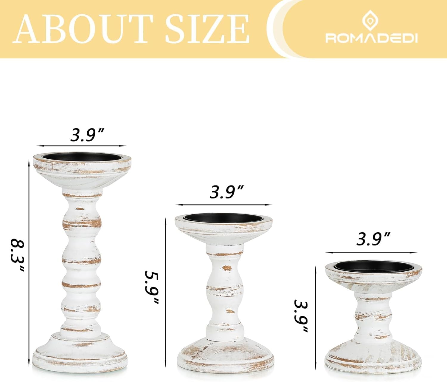 Farmhouse Brown Pillar Candle — 3.9" - View 3
