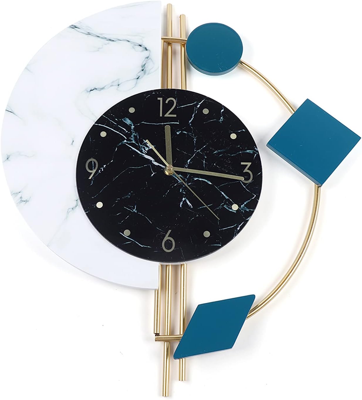 Modern Black Wall Clock — 20" — Blue