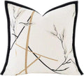 Embroidered Boho Beige Throw Pillow Cover — 18" — White Shadowleaf Elegance Pack2