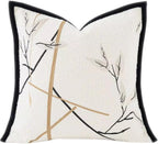 Embroidered Boho Beige Throw Pillow Cover — 18" — White Shadowleaf Elegance Pack2