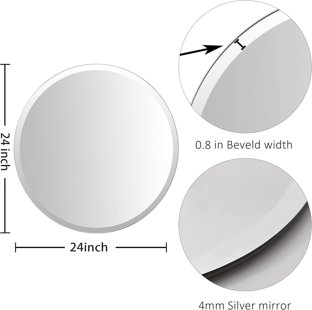 Beveled Beige Wall Mirror — 24" - View 2