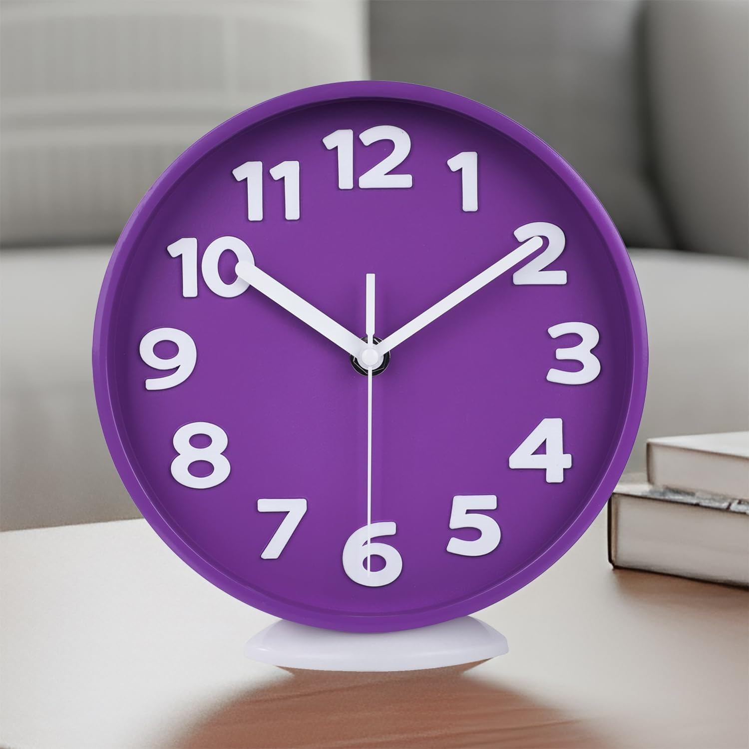Battery Operated Modern Black Wall Clock — 12" — 8 Inch Purple
