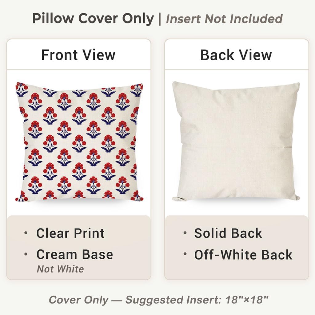 Vintage Boho Blue Throw Pillow Cover — 18" - View 3
