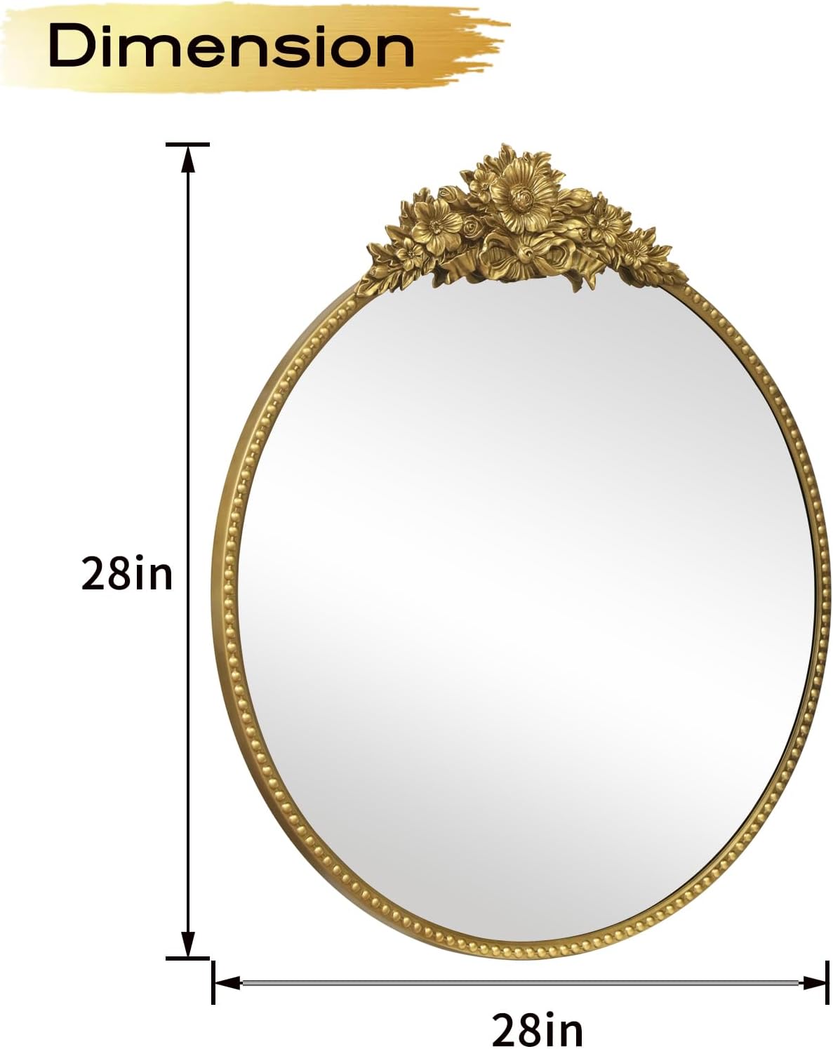 Round Luxe Black Wall Mirror — 28" - View 2