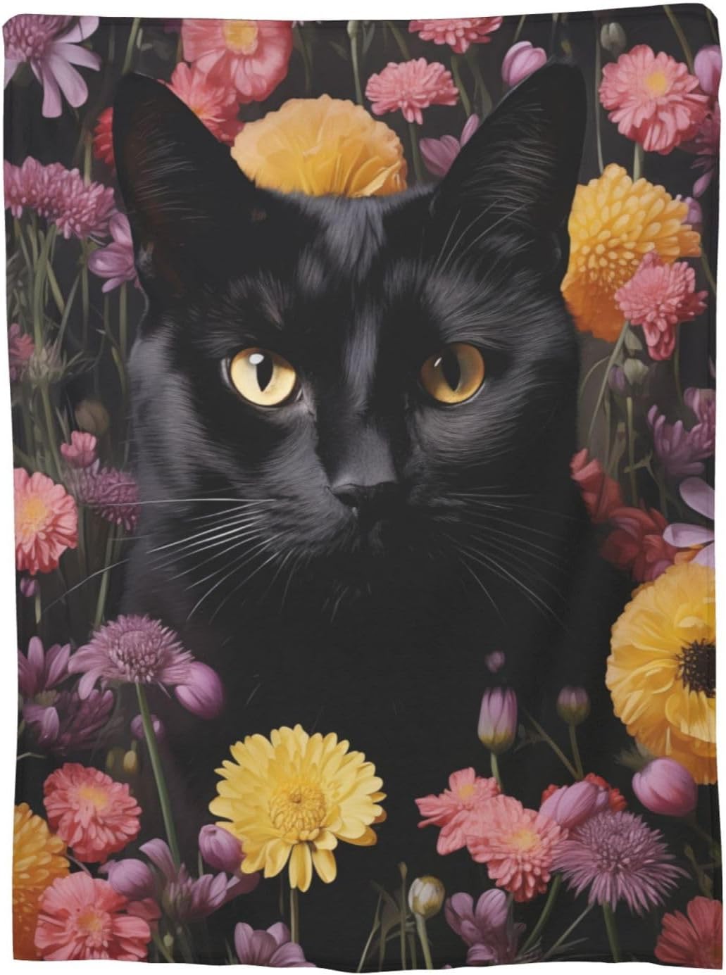Black Throw Pillow — 80" — Cute Black Cat
