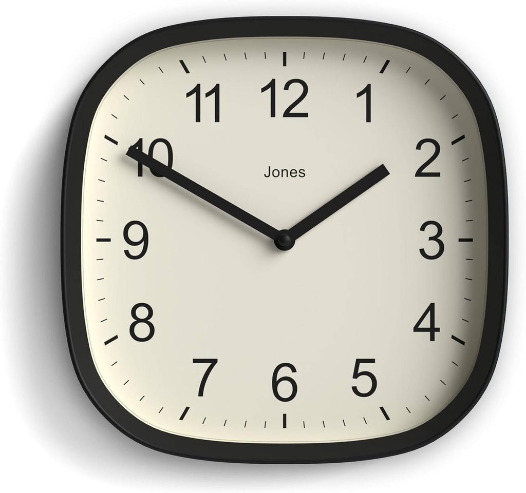 Mid-Century Black Wall Clock — 10" — 25 x 25 x 5cm