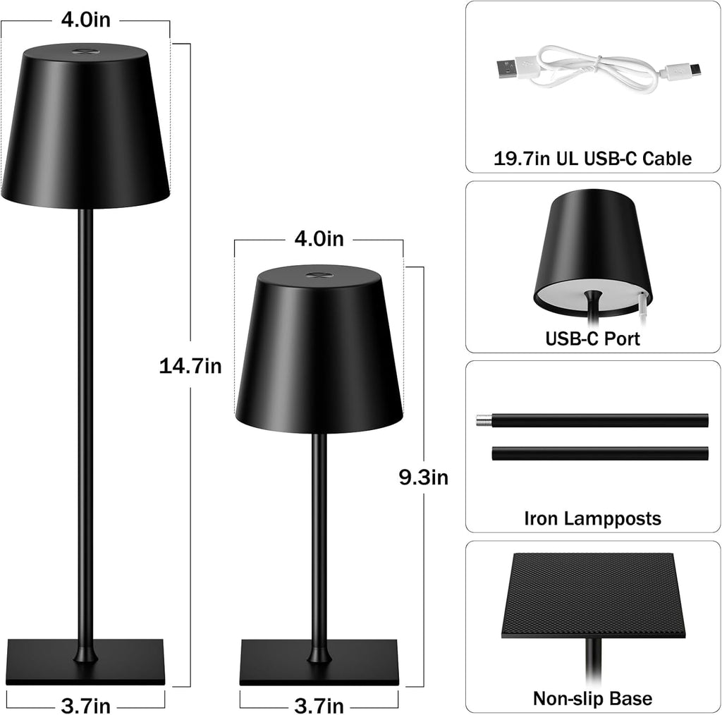 Cordless Black Desk Lamp - View 5