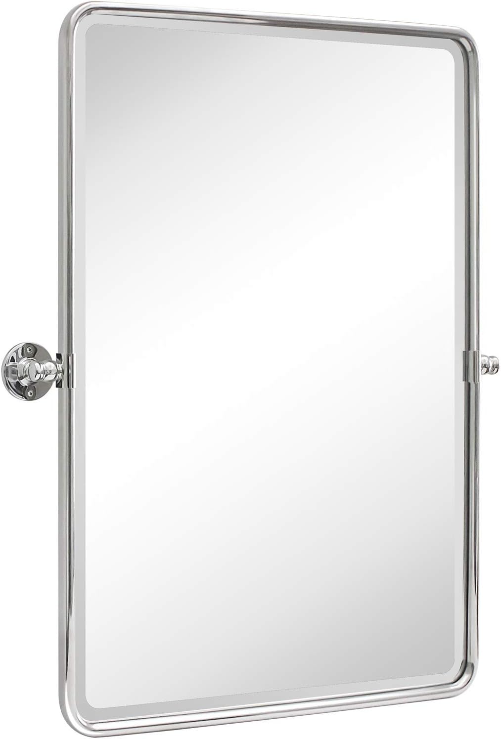 Framed Farmhouse Black Vanity Mirror — 24" — Chrome
