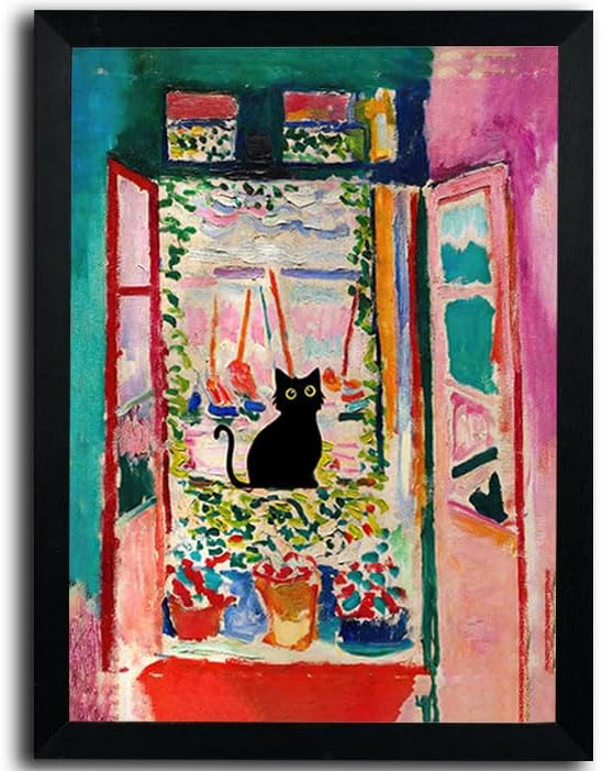 Framed Black Canvas Wall Art — 16" — Black CaT-6