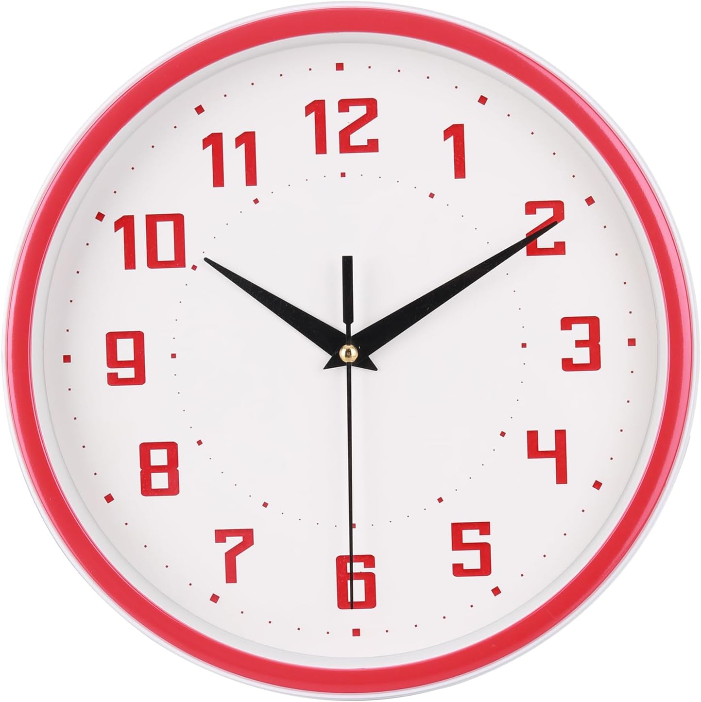 Round Modern Blue Wall Clock — 9" — Red