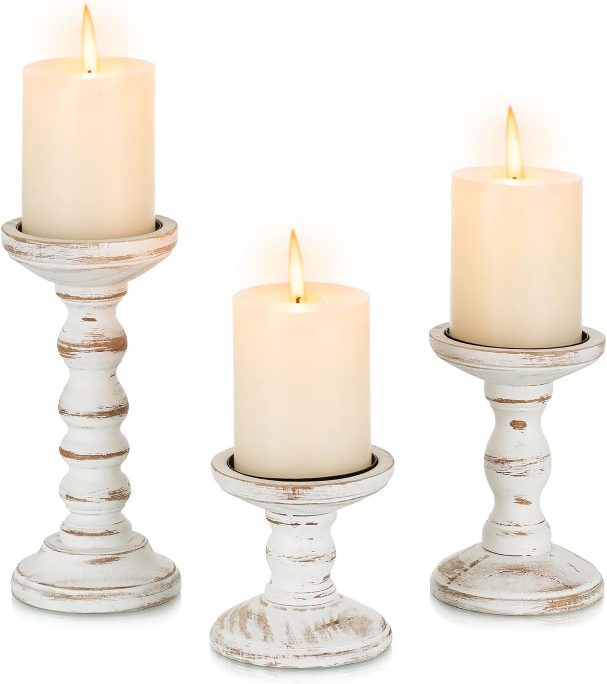 Farmhouse Black Candle — Set of 3 — White Brown
