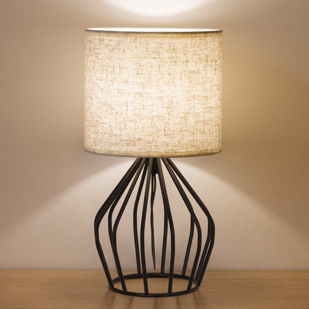 Linen Modern Black Bedside Lamp